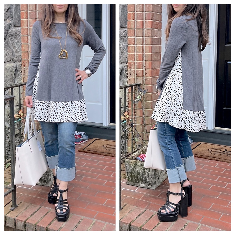 04 Boho Solid French Terry Tunic Top